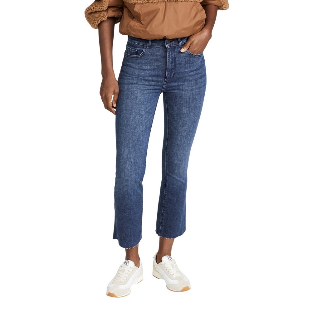 DL1961 Women's Cropped Straight Jeans in Medium Blue Wash